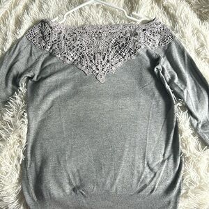 FREE SHIPPING Forever 21 grey lace sweater size S